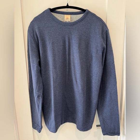 FAHERTY cloud reversible crew shirt in medium M grey heather / navy cream - Picture 9 of 17